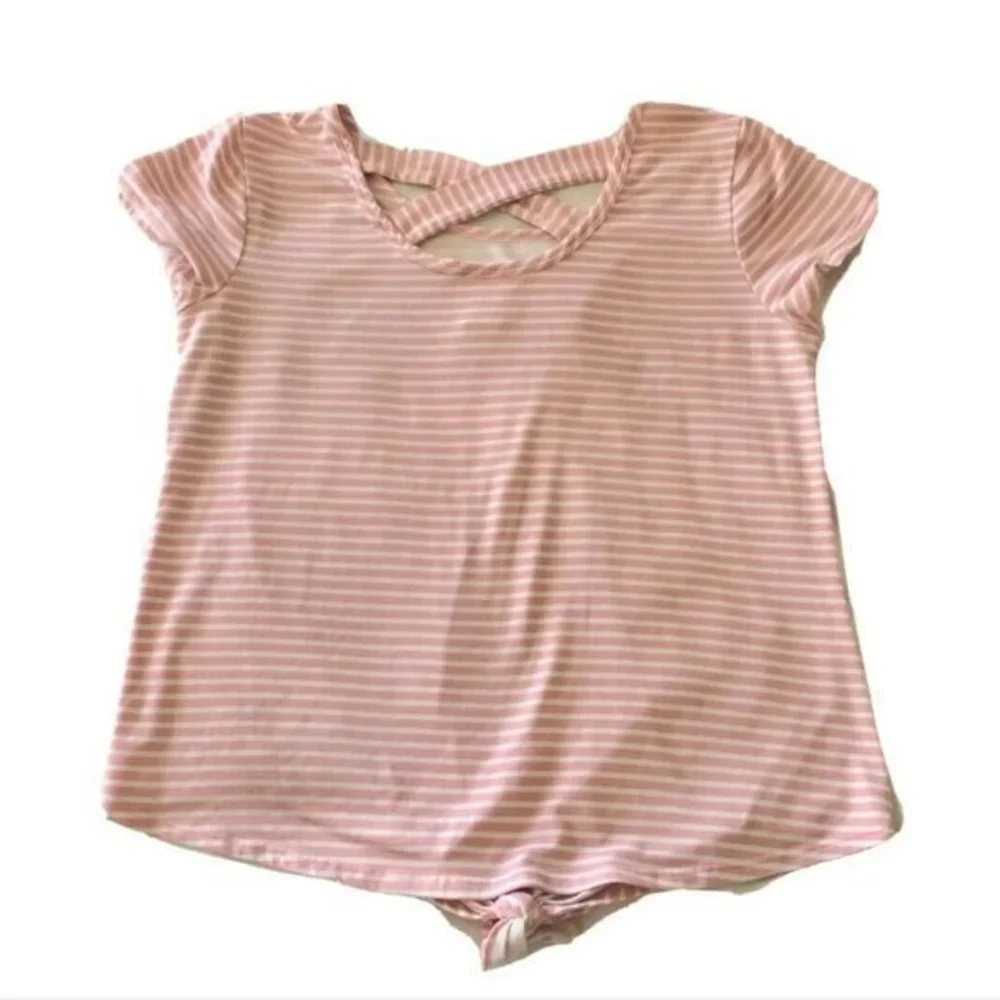 Lily Bleu Girls Shirt Blouse Multicolored  Stripes Size Large Size 14 Tied front